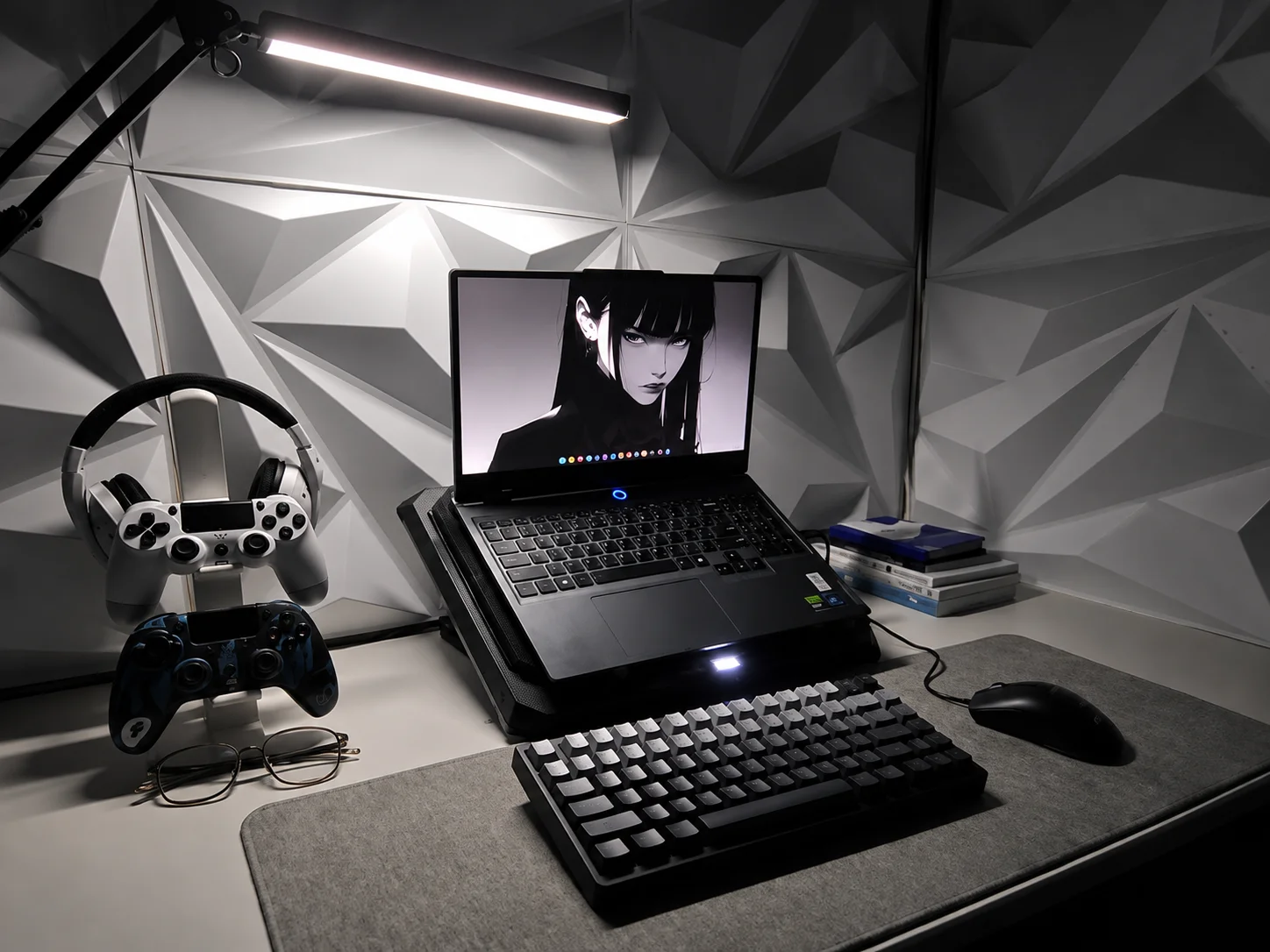 Gaming laptop desk setup